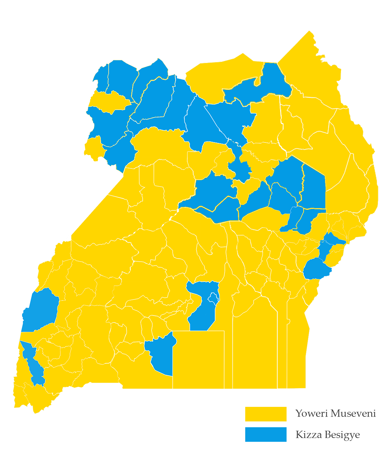 Ugandan presidential election by district, 2006.png