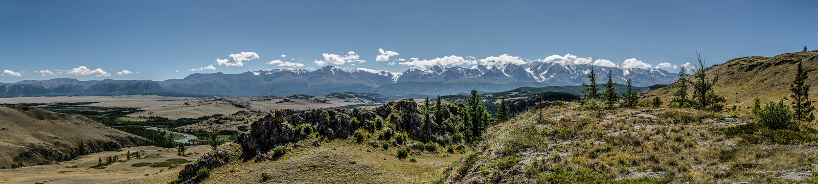 Панорама Курайская степь, Северо-Чуйский хребет