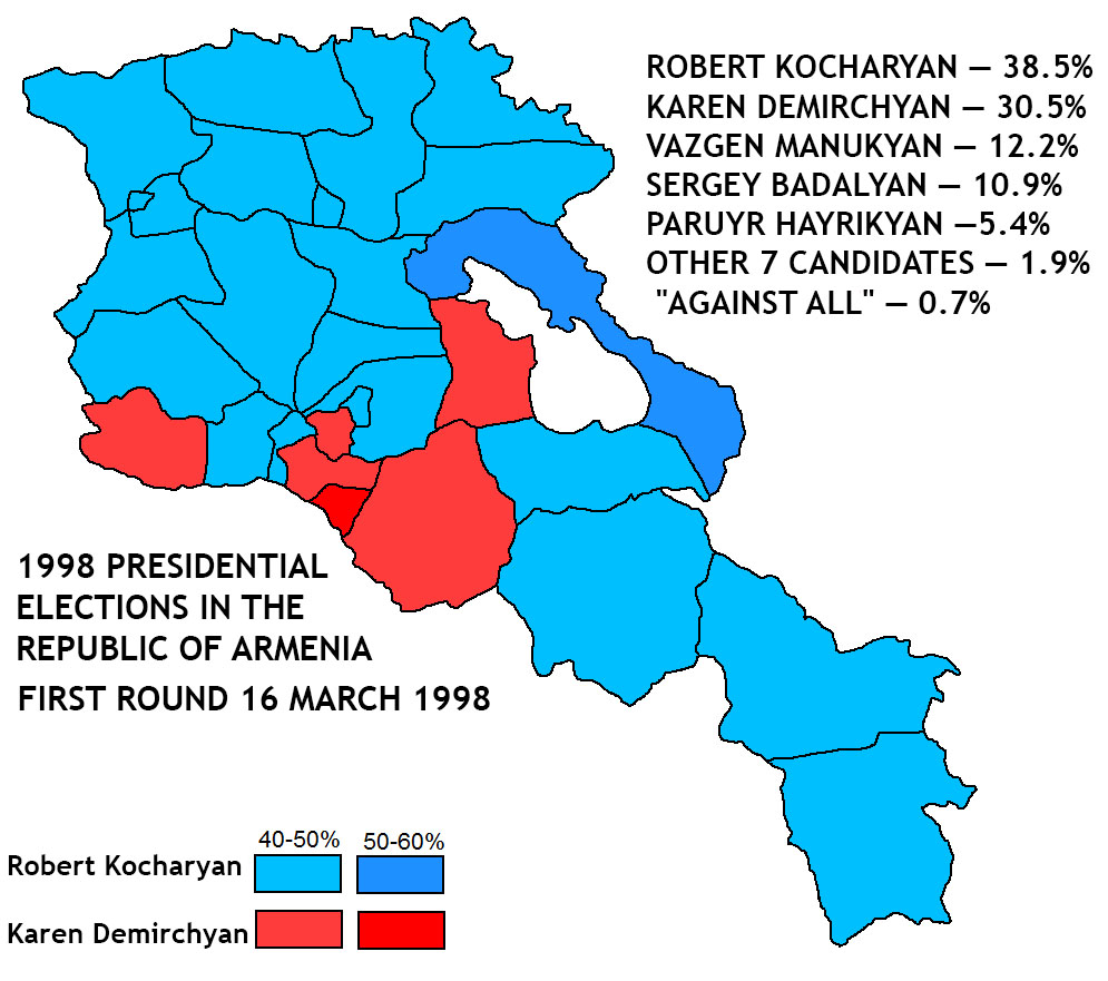 1998 Presidential election in Armenia (first round).jpg