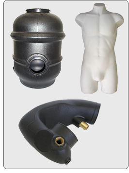 HDPE Tank, Polypropylene mannequin and a XLPE Tube