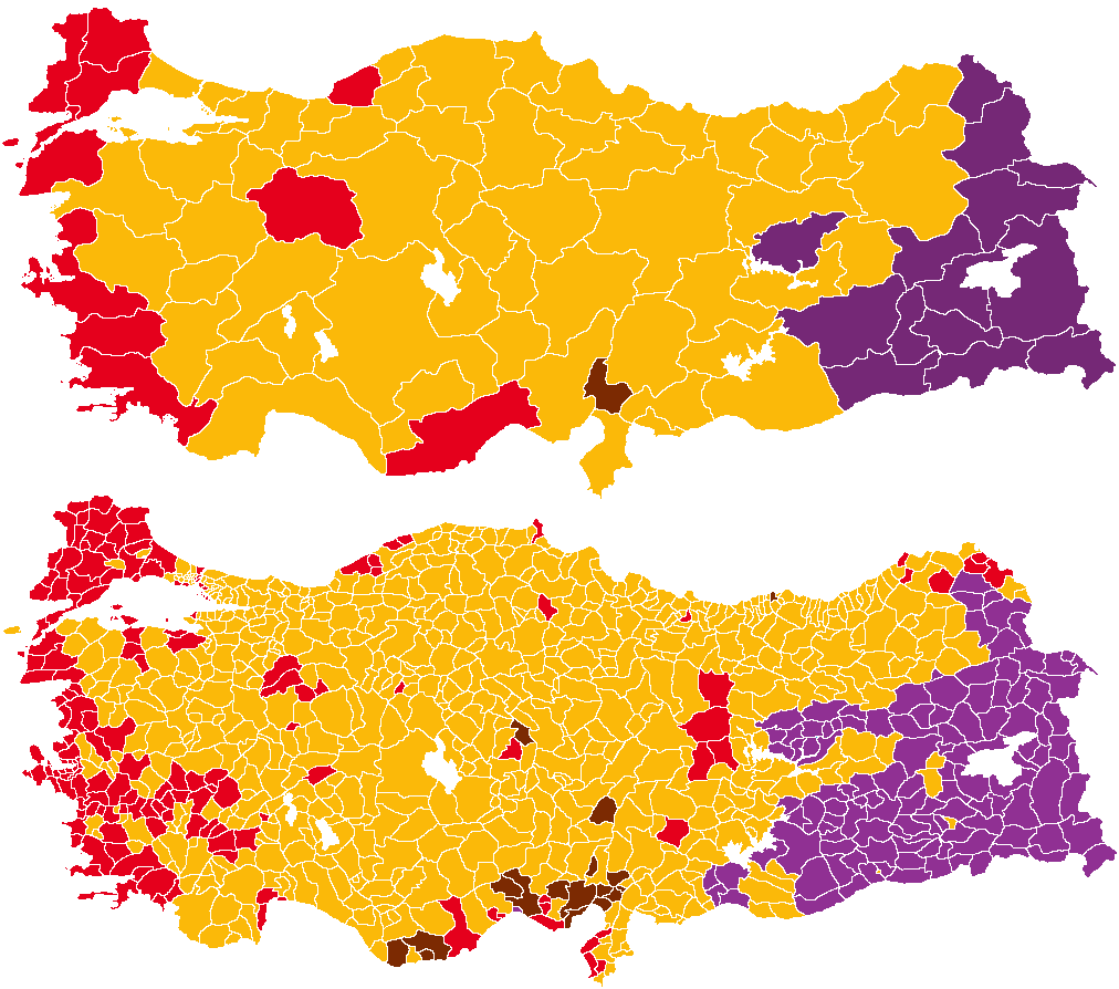 Turkish general election 2015, provinces and districts.png