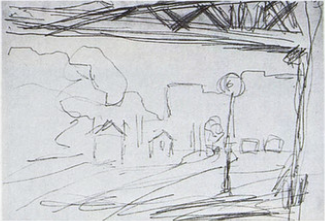 D152. Эскиз ориентирован, как и D151, в направлении, противоположном вокзалу, но с менее удалённой точки, при этом мост Европы остаётся невидимым