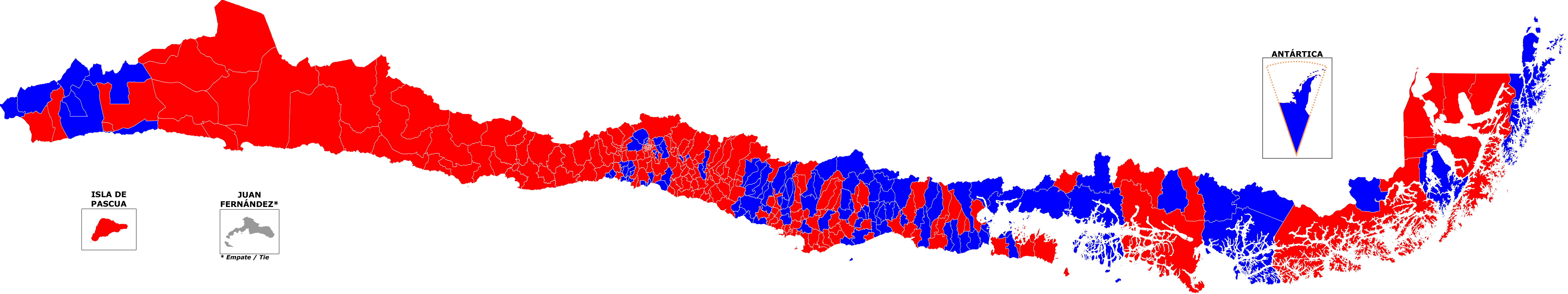 Elección presidencial Chile 2005 por comunas.png