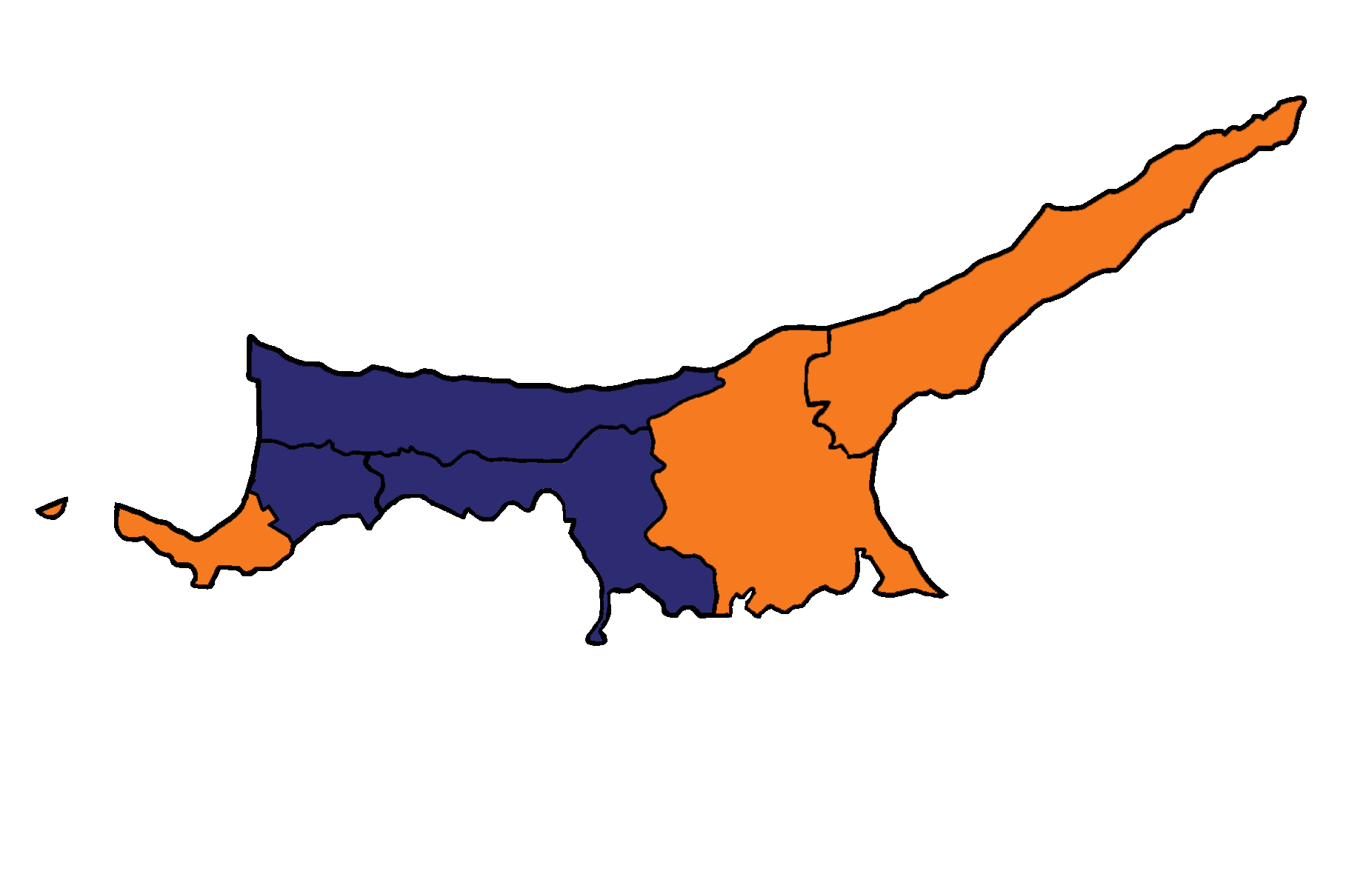 Northern Cyprus 2020 election first round map.png