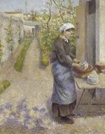 Camille Pissarro, In the Garden at Pontoise- A Young Woman Washing Dishes, 1882, PD.53-1947, The Fitzwilliam Museum.jpg