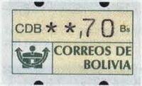 Bolivia 1989 variable value stamp ,70 Mi 1.jpg