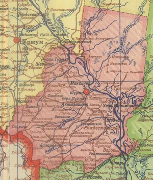 Шурминский район на карте