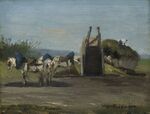 Camille Pissarro - Chevaux blancs et charrettes (PD 58).jpg