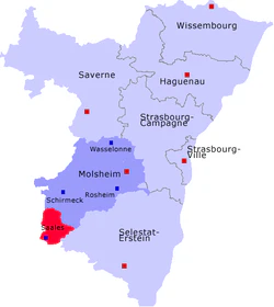 Кантон на карте департамента Нижний Рейн