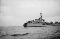 HMS Volage mined 1946 IWM A 31208.jpg