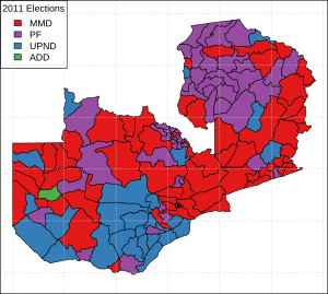 2011 Zambia Presidential Election Results by Constituency.svg