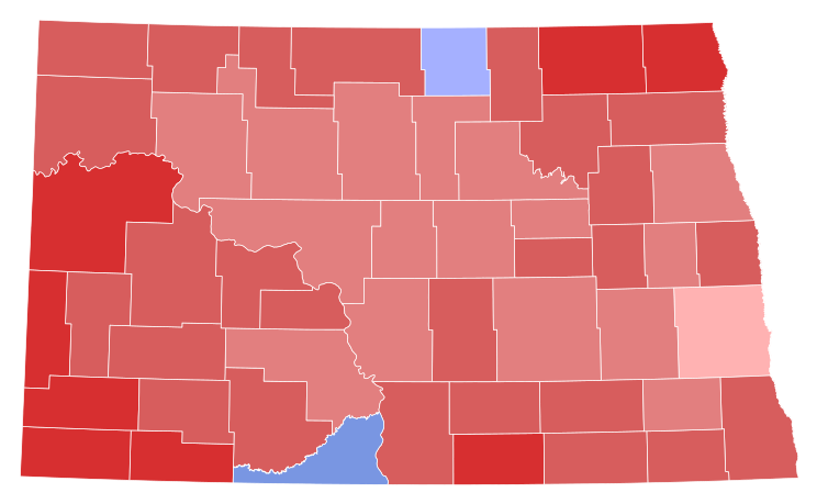 2022 United States Senate election in North Dakota results map by county.svg