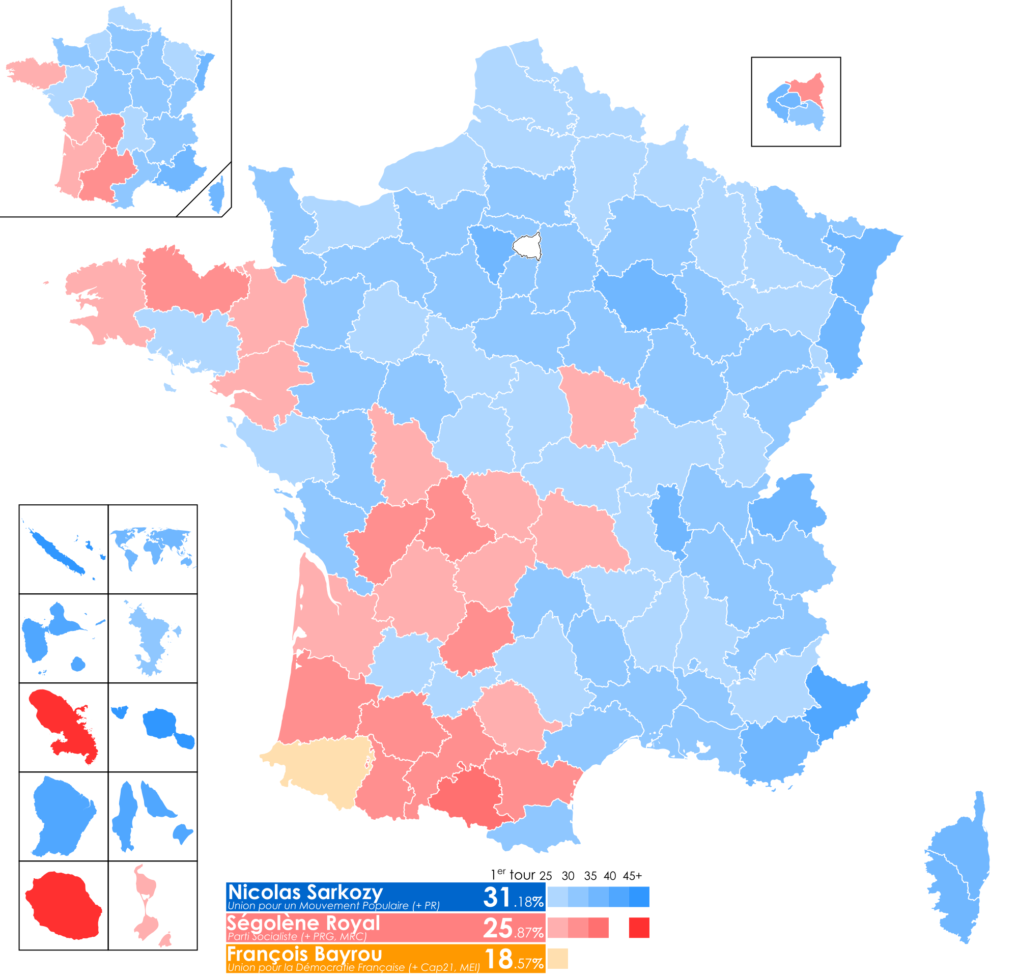 Élection présidentielle française de 2007 T1 carte départements & régions.svg