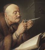 Gerrit Dou - Scholar sharpening a quill pen.jpg