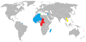 * &nbsp;&nbsp;&nbsp;&nbsp;&nbsp;колонии под контролем Свободной Франции в 1940 * &nbsp;&nbsp;&nbsp;&nbsp;&nbsp;колонии под контролем Свободной Франции в 1942 * &nbsp;&nbsp;&nbsp;&nbsp;&nbsp;колонии под контролем Свободной Франции в 1943 * &nbsp;&nbsp;&nbsp;&nbsp;&nbsp;французские колонии, оккупированные войсками Японской империи