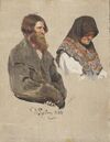 Repin Peasant in an armyak coat Woman in a headscarf study 1880 grm.jpg