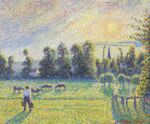 Camille Pissarro - Pâturage, coucher de soleil, Eragny (PD 880).jpg