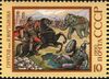 The Soviet Union 1990 CPA 6203 stamp (Guraguli, Tadzhik epic poem. Armored warriors. I. Martynov).jpg