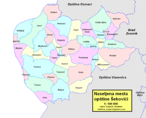 Община Шековичи на карте