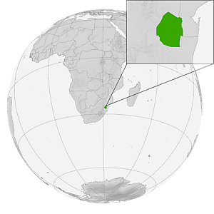 Эсватини на карте мира
