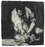 Goya - Mann beim Lausen eines Hundes, C 1899-40, 1824-1825.jpg