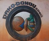 Symbole de Dako Donou roi du Dahomey au mur de la place Goho à Abomey au Bénin