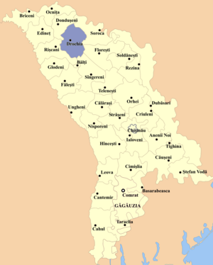 Дрокиевский район на карте
