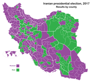 Iranian presidential election, 2017 by county.svg