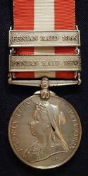 Canada General Service Medal, awarded to Pte. Allan Poyntz Patrick, Queen's Own Rifles, for the Fenian Raids of 1866 and 1870 - Glenbow Museum - DSC00634.JPG