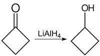 Cyclobutanone to cyclobutanol.svg