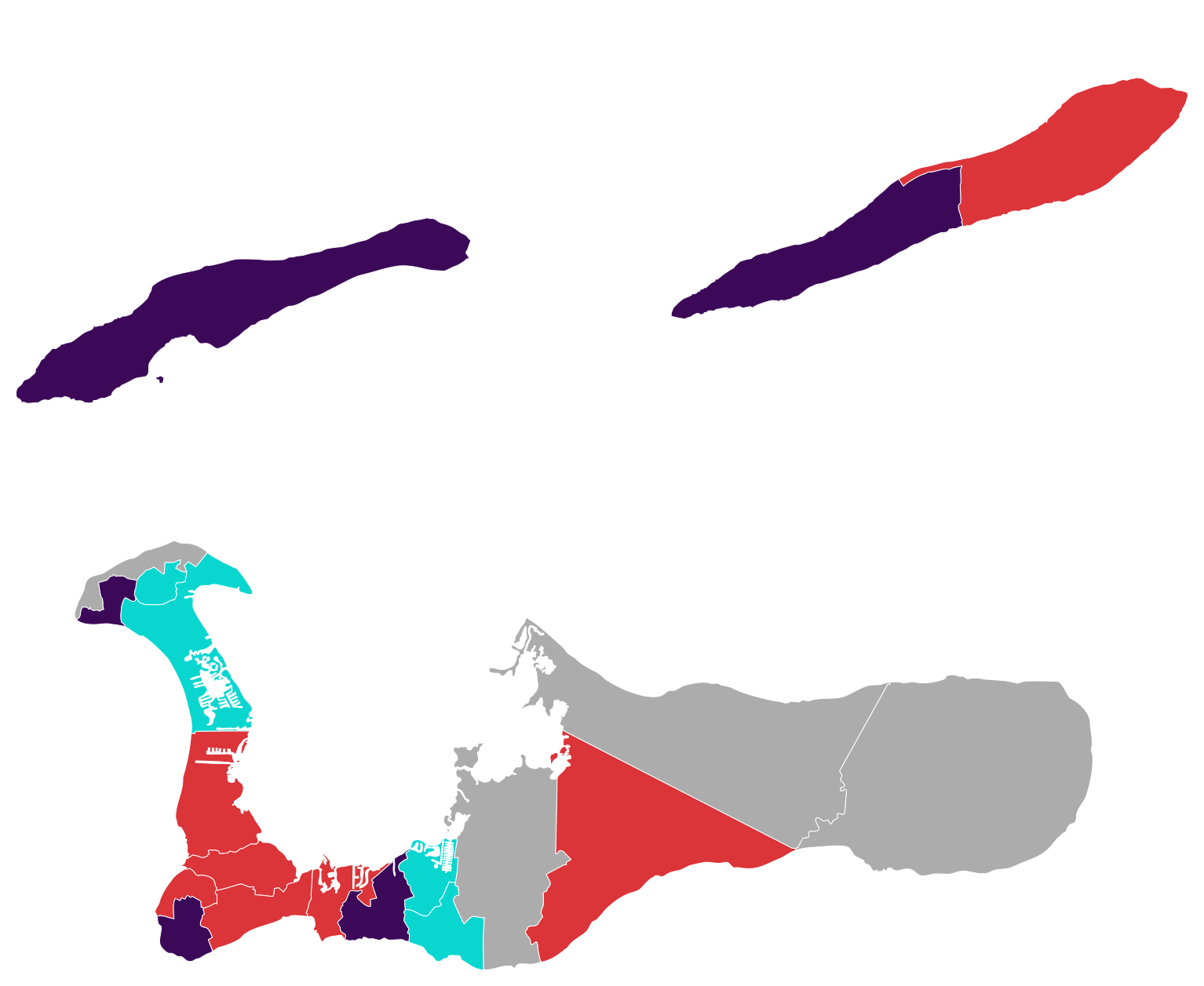 Map of the 2025 Caymanian general election.svg