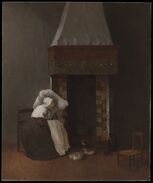 Vrel - An interior with a sick woman by a fireplace - Leiden Collection.jpg