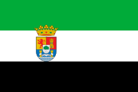 Flag of Extremadura, Spain (with coat of arms).svg