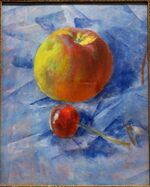 Apple and cherry by Petrov-Vodkin (1917, Paleev. col).jpg