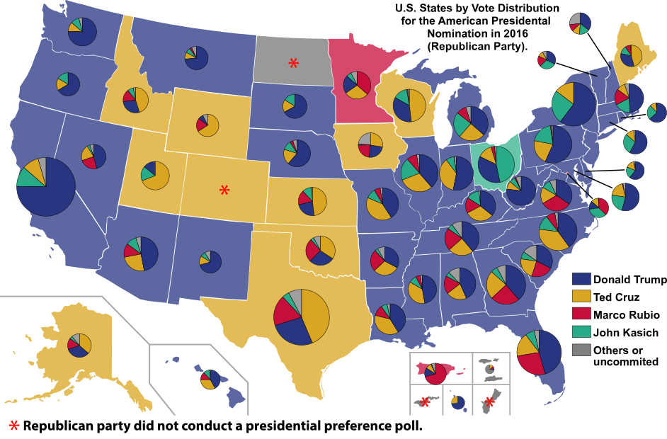 U.S. States by Vote Distribution, 2016 (Republican Party).svg