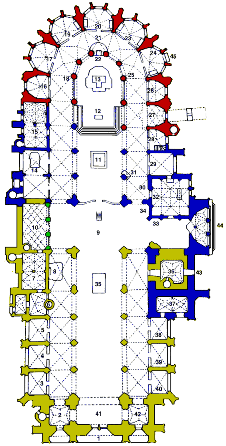 План собора Святого Вита раскрашенный по годам строительства