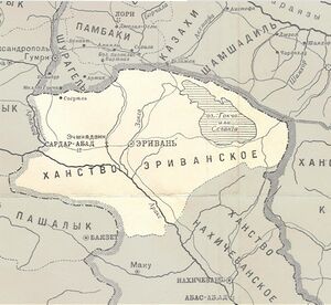Ханство на карте военных действий в Закавказском крае с 1809 по 1817 год с границами по Гюлистанскому мирному договору. Тифлис, 1902 год