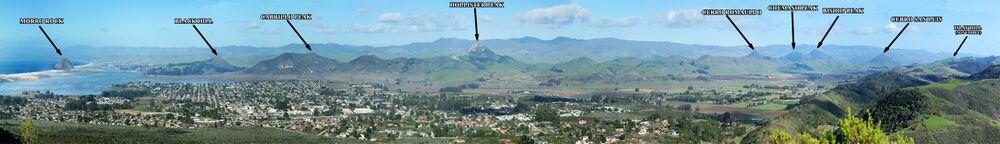 Labeled Panorama of the 9 Sisters in San Luis Obispo, California.jpg