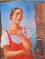 Girl in saraphan by Petrov-Vodkin (1928. ,GRM).jpg
