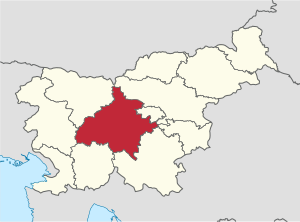 Среднесловенский регион на карте