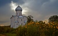 Church of the Saviour in the evening, built in 1198. Nereditsa Church (29394682861).jpg