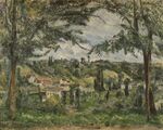 Le Hameau des Pâtis à Pontoise, encadré par des arbres, par Paul Cézanne, FWN 172.jpg