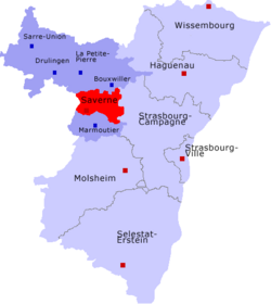 Кантон на карте департамента Нижний Рейн