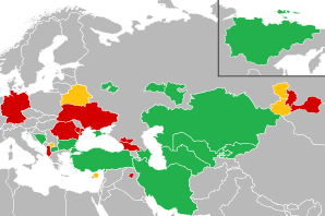 Цветная карта стран-участниц Тюрквидения 2014