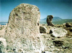 Armenian gravestones. Lake Van.JPG