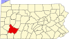 Map of Pennsylvania highlighting Westmoreland County.svg