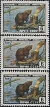 The Soviet Union 1961 CPA 2536 stamp (Eurasian Beaver) (Colour variations).jpg