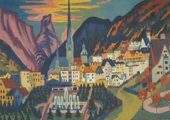 Э.&nbsp;Л.&nbsp;Кирхнер: Церковь в Давосе (Давос летом) 1925