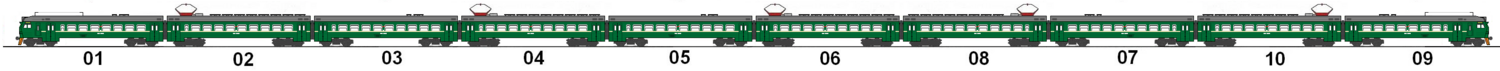 Основная схема формирования 10-вагонного электропоезда