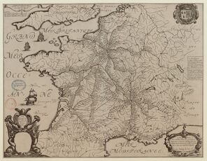 Карта постов, пересекающих Францию (1632 г.). По рисункам Николя Сансона .